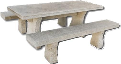 Table et 2 bancs granit Gris