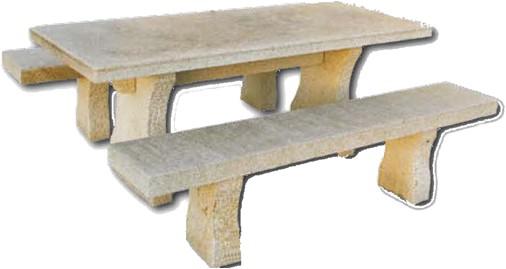 Table et 2 bancs granit Jaune